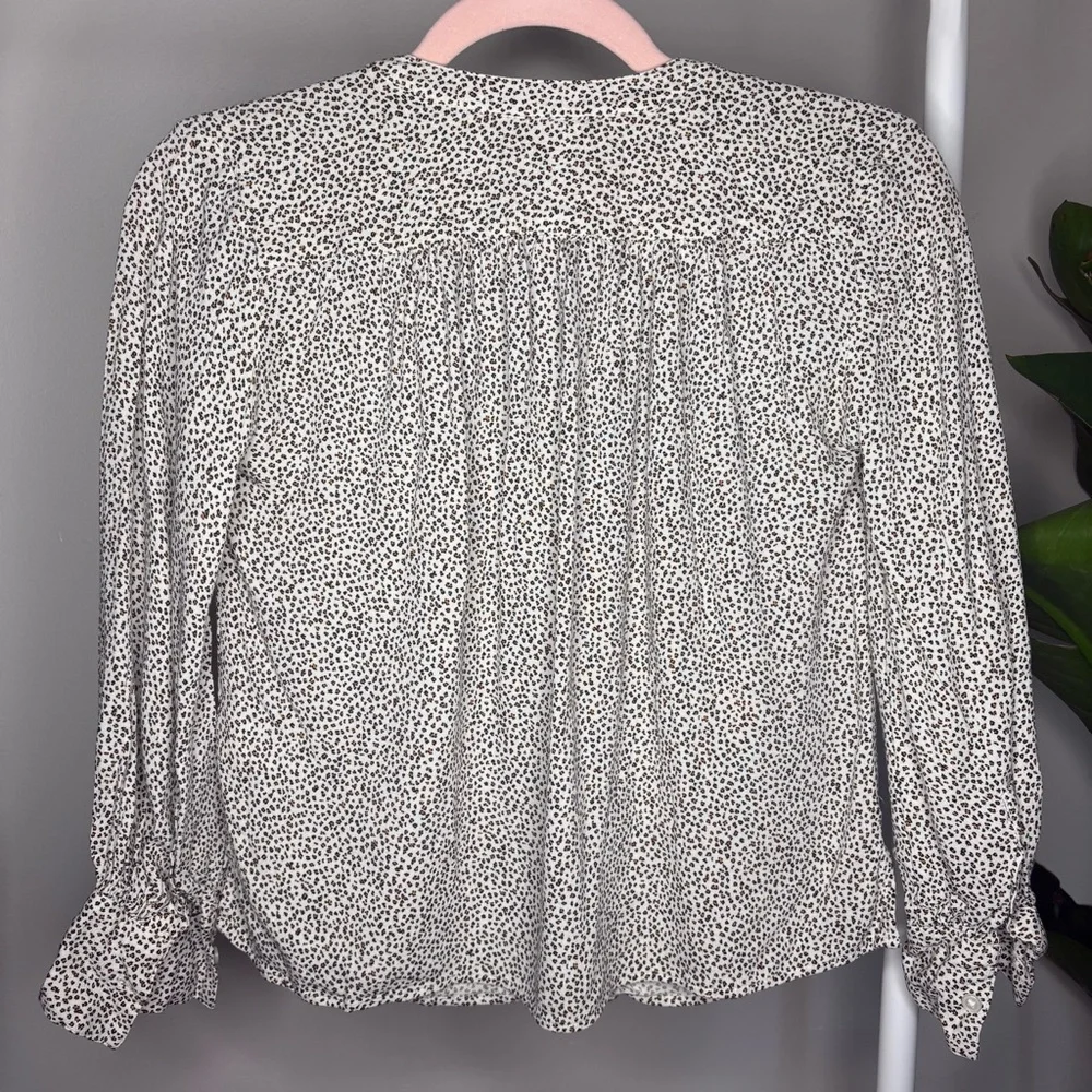 Banana Republic ECOVEROM BALLOON-SLEEVE BLOUSE Leopard Animal Print Size XXS - Picture 6 of 8